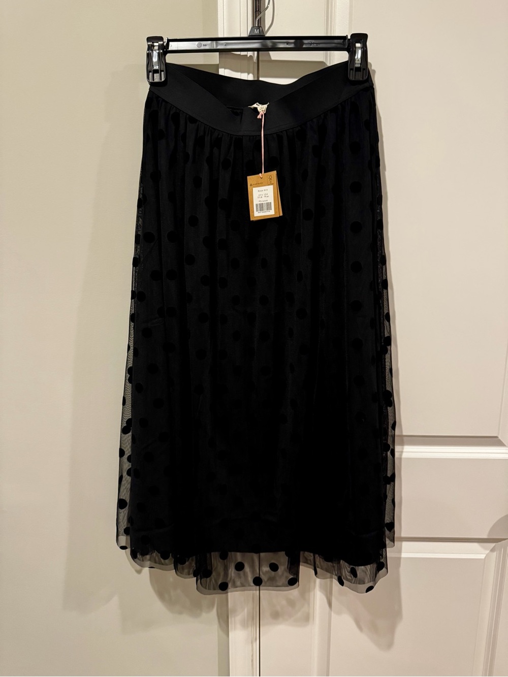 Boden Black Polka Dot Tulle Midi Skirt US 8